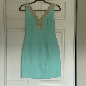 Lilly Pulitzer Dress Green with Gold Detail 00 X-Small